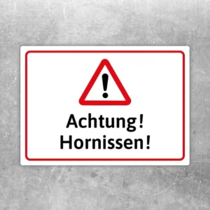 Achtung Hornissen Aufkleber mit Warnsymbol und rotem Dreieck für klare Hinweise