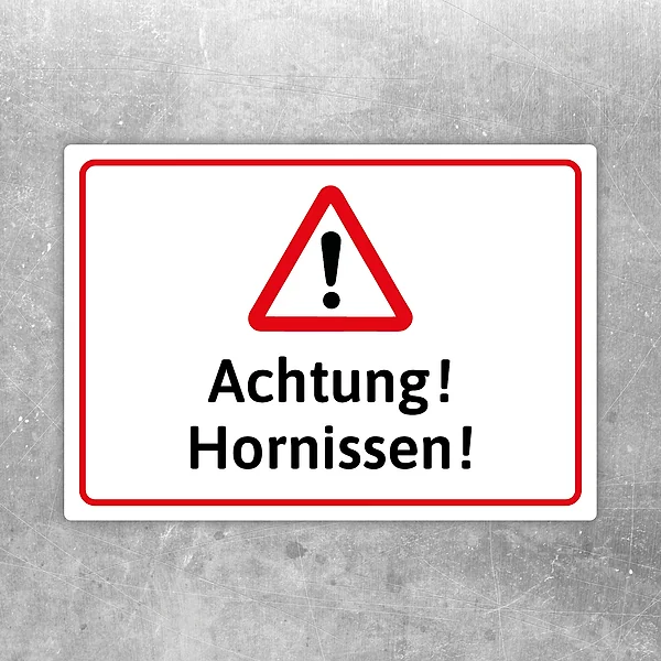 Achtung Hornissen Aufkleber mit Warnsymbol und rotem Dreieck für klare Hinweise