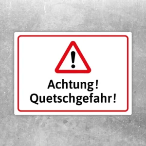 Warnaufkleber mit Dreiecksymbol und dem Text Achtung! Quetschgefahr!