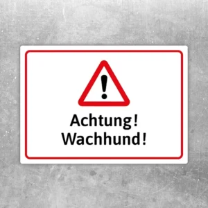 Achtung Wachhund Aufkleber mit rotem Warnsymbol und klarer Beschriftung für Haus und Grundstück