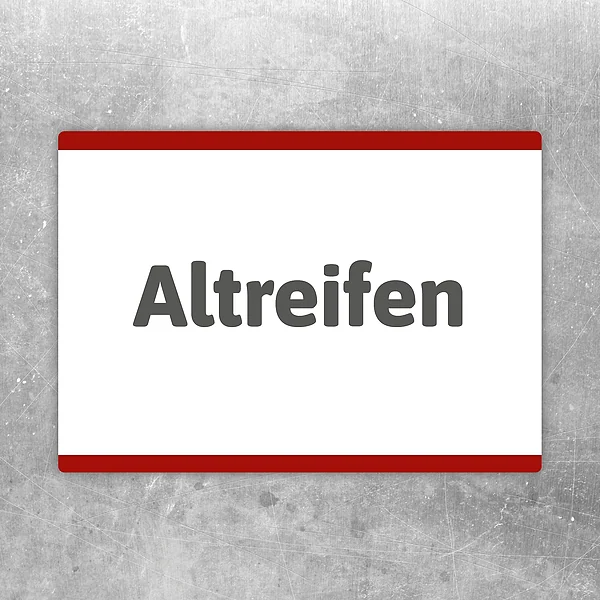 Altreifen Hinweisaufkleber mit klarer Kennzeichnung für Sammelplätze und Recyclingbereiche
