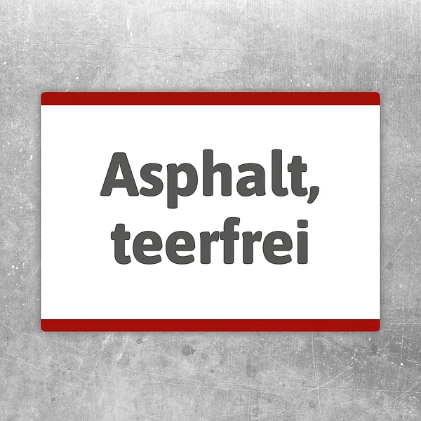 Asphalt, teerfrei Aufkleber mit klarer Kennzeichnung für Baustoffe und Container