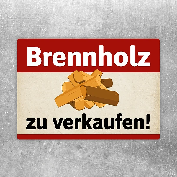 Brennholz zu verkaufen Aufkleber mit Holzmotiv für Hof und Verkaufsplatz