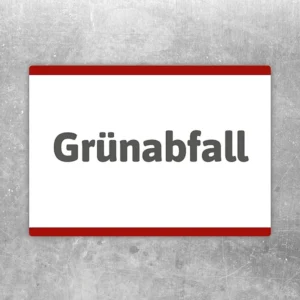 Grünabfall Aufkleber mit klarer Beschriftung für die Kennzeichnung von Entsorgungsbereichen.