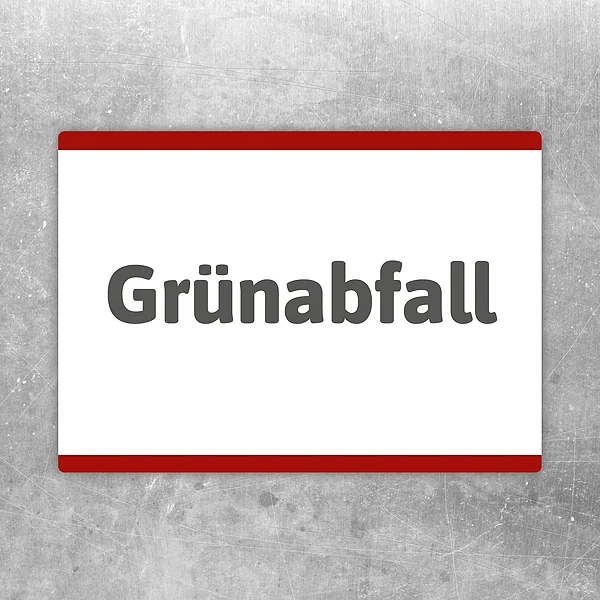 Grünabfall Aufkleber mit klarer Beschriftung für die Kennzeichnung von Entsorgungsbereichen.
