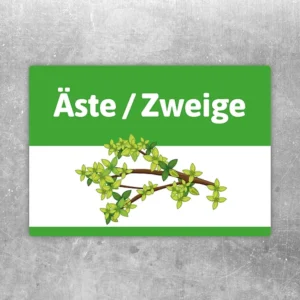 Äste und Zweige Aufkleber mit grünem Motiv zur Kennzeichnung von Grünschnitt