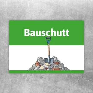 Bauschutt Aufkleber mit Schaufelmotiv für Baustelle und Schuttcontainer