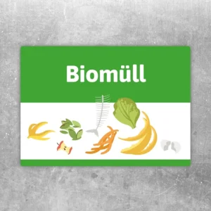 Biomüll Aufkleber mit klarer Kennzeichnung für Biotonne und Bioabfall.