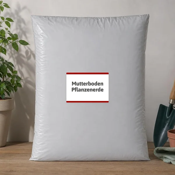 Querformatiger Mutterboden Pflanzenerde Aufkleber für Gartencenter, Lager und Erdverkauf