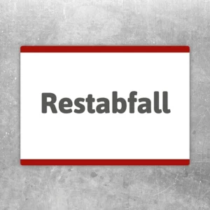 Restabfall Aufkleber mit klarer Kennzeichnung für Mülltrennung und Sammelbehälter.