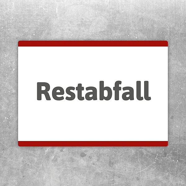 Restabfall Aufkleber mit klarer Kennzeichnung für Mülltrennung und Sammelbehälter.