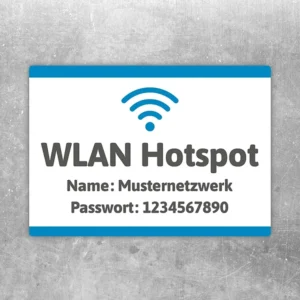 WLAN Passwort Aufkleber mit Hotspot-Name und Passwort für Gäste und Besucher.