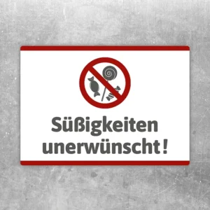 Aufkleber mit der Aufschrift „Süßigkeiten unerwünscht“ als klare Kennzeichnung