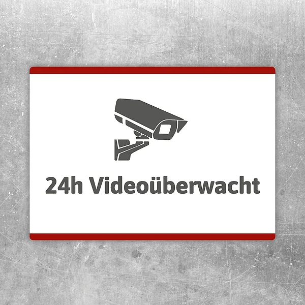 Aufkleber 24h videoüberwacht mit gut lesbarem Motiv „24h videoüberwacht“