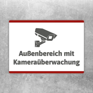 Aufkleber Außenbereich mit Kameraüberwachung mit gut lesbarem Motiv „Außenbereich mit Kameraüberwachung“