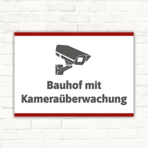 Schild Bauhof mit Kameraüberwachung mit gut lesbarem Motiv „Bauhof mit Kameraüberwachung“