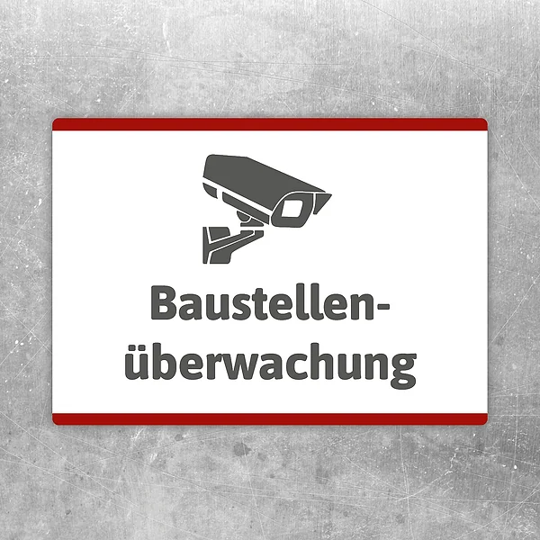 Aufkleber Baustellenüberwachung mit gut lesbarem Motiv „Baustellenüberwachung“