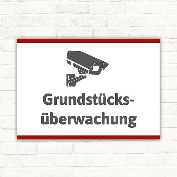 Schild Grundstücksüberwachung mit gut lesbarem Motiv „Grundstücksüberwachung“