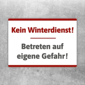 Aufkleber Kein Winterdienst mit gut lesbarem Motiv „Kein Winterdienst“