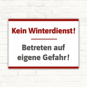 Schild Kein Winterdienst mit gut lesbarem Motiv „Kein Winterdienst“