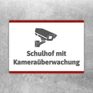 Aufkleber Schulhof mit Kameraüberwachung mit gut lesbarem Motiv „Schulhof mit Kameraüberwachung“