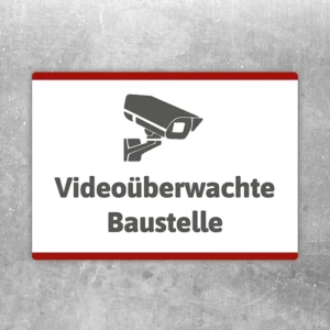 Aufkleber Videoüberwachte Baustelle mit gut lesbarem Motiv „Videoüberwachte Baustelle“