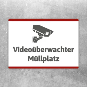Aufkleber Videoüberwachter Müllplatz mit gut lesbarem Motiv „Videoüberwachter Müllplatz“
