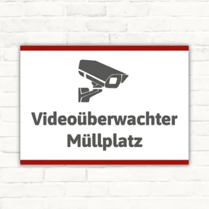 Schild Videoüberwachter Müllplatz mit gut lesbarem Motiv „Videoüberwachter Müllplatz“