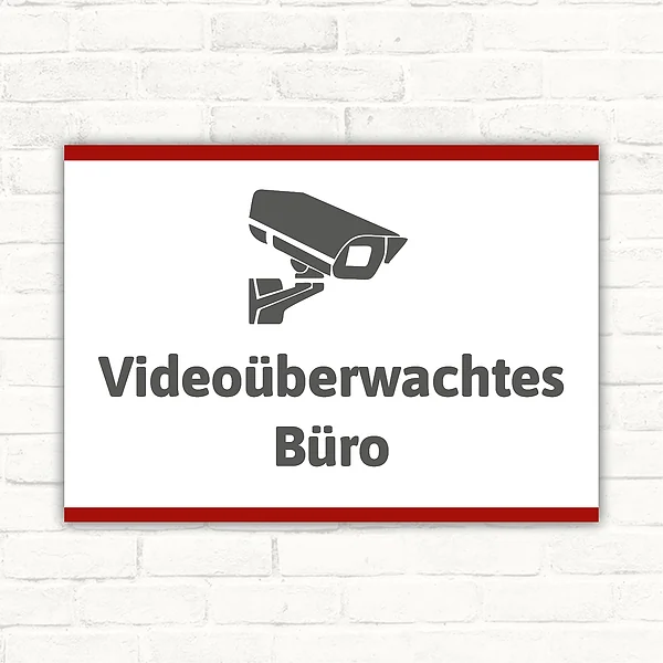 Schild Videoüberwachtes Buero mit gut lesbarem Motiv „Videoüberwachtes Buero“