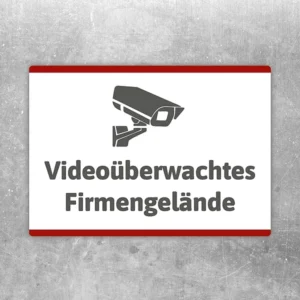 Aufkleber Videoüberwachtes Firmengelände mit gut lesbarem Motiv „Videoüberwachtes Firmengelände“