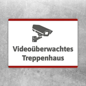 Aufkleber Videoüberwachtes Treppenhaus mit gut lesbarem Motiv „Videoüberwachtes Treppenhaus“