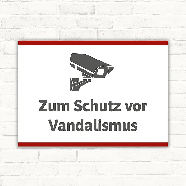 Schild Zum Schutz vor Vandalismus mit gut lesbarem Motiv „Zum Schutz vor Vandalismus“
