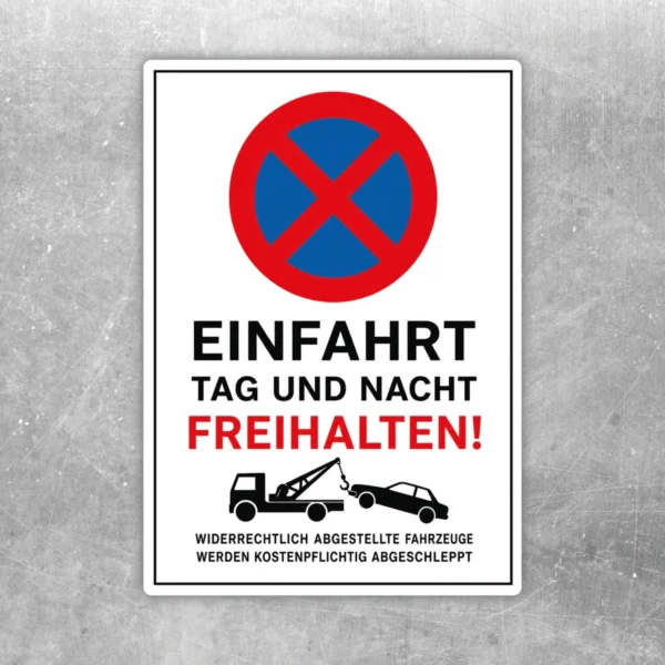 Einfahrt frei halten Aufkleber mit rotem Parkverbotssymbol, Abschlepphinweis und klarer Warnbotschaft für Zufahrten.