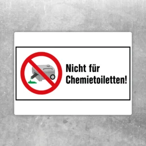 Verbotsschild Nicht für Chemietoiletten Aufkleber mit rotem Verbotssymbol und klar lesbarem Hinweistext im Querformat.