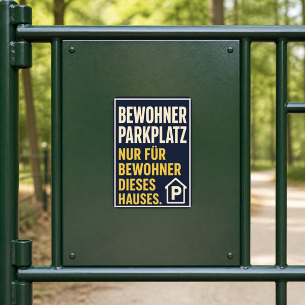 KI-generiertes Anwendungsbeispiel: Bewohnerparkplatz Aufkleber mit Haus, Auto und Hinweis Nur für Bewohner dieses Hauses.