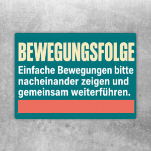 Bewegungsfolge Aufkleber im Querformat mit Figuren, die einfache Bewegungen nacheinander zeigen und weiterführen.
