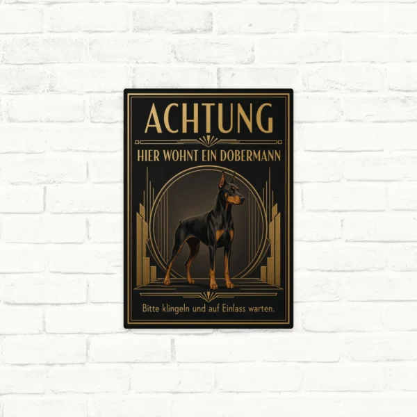 Dobermann-Aufkleber „Achtung, hier wohnt ein Dobermann“