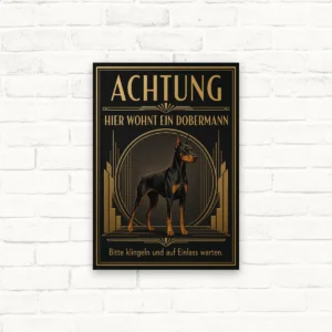 Dobermann-Schild „Achtung, hier wohnt ein Dobermann“