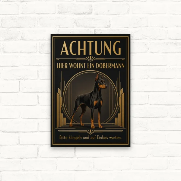 Dobermann-Schild „Achtung, hier wohnt ein Dobermann“