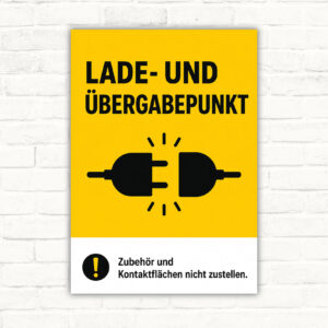 Lade- und Übergabepunkt Schild – Zubehör und Kontaktflächen nicht zustellen mit gut lesbarem Motiv und klarer Beschriftung als bedrucktes Schild aus Aluminium-Verbundplatte.