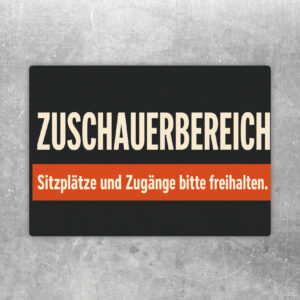 Zuschauerbereich Aufkleber mit Tribünenszene und Hinweis Sitzplätze und Zugänge bitte freihalten.