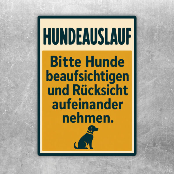 Hundeauslauf Aufkleber „Bitte Hunde beaufsichtigen und Rücksicht aufeinander nehmen“ – Standard-Mockup