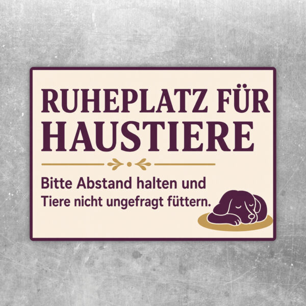 Aufkleber Ruheplatz für Haustiere mit Hund, Katze und Hinweis Abstand halten und nicht ungefragt füttern.