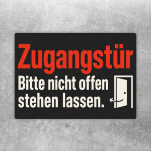 Dunkelgrüner Zugangstür Aufkleber im Querformat mit Goldrahmen und Text Bitte nicht offen stehen lassen.