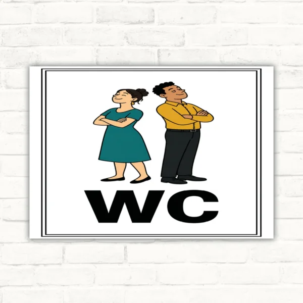 WC Schild mit Symbolen für Damen und Herren mit gut lesbarem Motiv und klarer Beschriftung als bedrucktes Schild aus Aluminium-Verbundplatte.