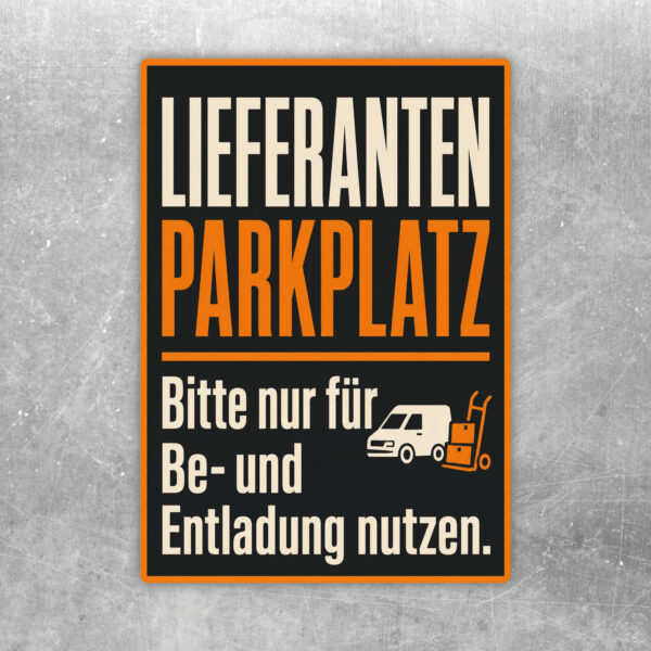 Lieferantenparkplatz Aufkleber mit Transporter, Rampe und Text Bitte nur für Be- und Entladung nutzen.