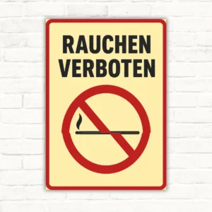 Rauchen verboten Schild mit Rauchersymbol mit gut lesbarem Motiv und klarer Beschriftung als bedrucktes Schild aus Aluminium-Verbundplatte.