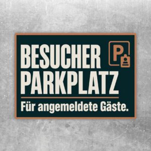 Besucherparkplatz Aufkleber im Querformat mit blauem Text und Illustration für angemeldete Gäste am Eingang.