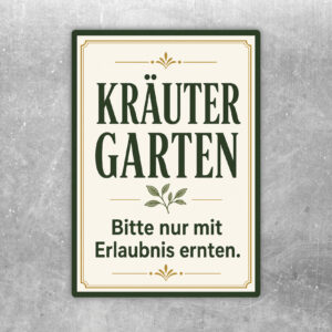 Kräutergarten Aufkleber mit Vintage-Motiv, Gärtner, Kräuterbeet und Text Bitte nur mit Erlaubnis ernten.