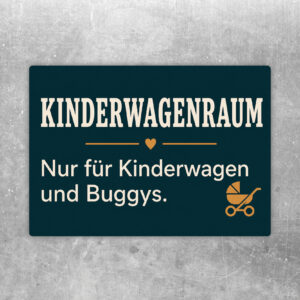 Kinderwagenraum Aufkleber im Querformat mit Text Nur für Kinderwagen und Buggys, Pflanzen und Kinderwagenmotiv.